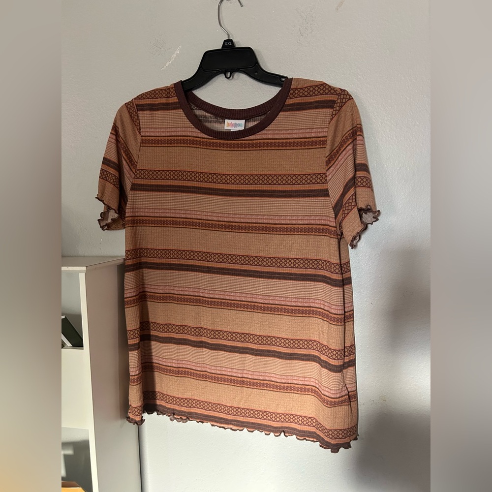 Lularoe Striped Brown Tan orangish Women's Top